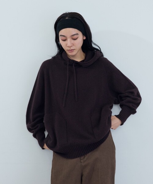 ADIEU TRISTESSE(アデュートリステス)の「ウールカシミヤドルマンスリーブニットフーディ(ニット/セーター・レディース・ブラウン/ピンク・FREE)」の12枚目の写真