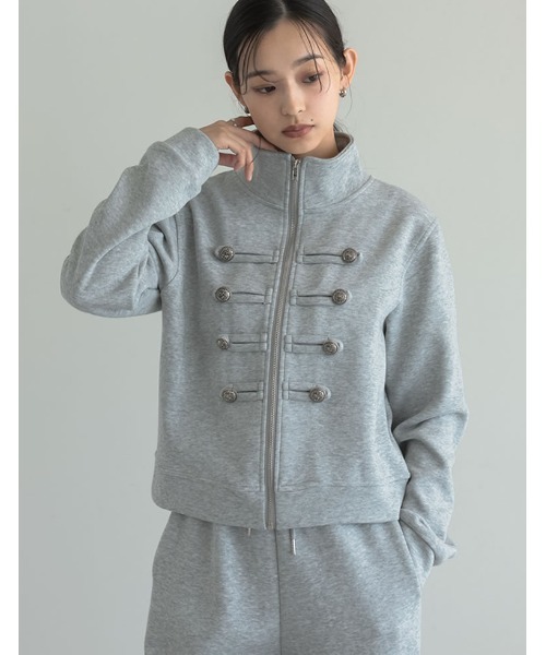 Re:EDIT（リエディ）の「[2026AW COLLECTION]メタルボタンナポレオンジップジャケット（スウェット・レディース・ブラウン/グレー/ブラック・MEDIUM）」の10枚目の写真