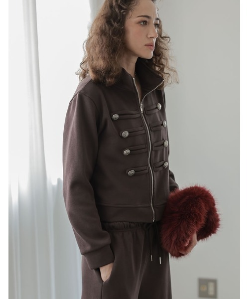 Re:EDIT（リエディ）の「[2026AW COLLECTION]メタルボタンナポレオンジップジャケット（スウェット・レディース・ブラウン/グレー/ブラック・MEDIUM）」の15枚目の写真