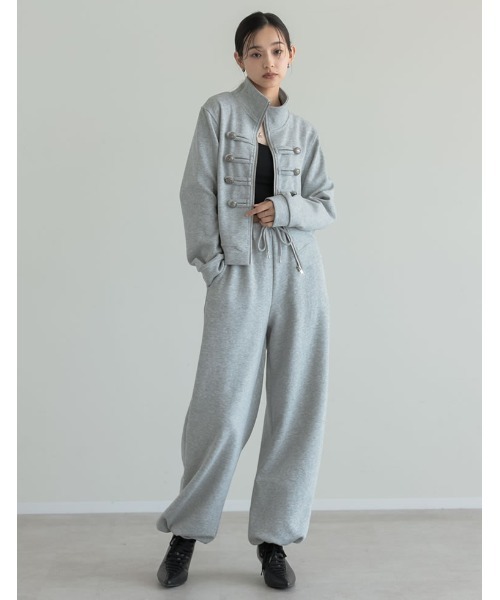 Re:EDIT（リエディ）の「[2026AW COLLECTION]メタルボタンナポレオンジップジャケット（スウェット・レディース・ブラウン/グレー/ブラック・MEDIUM）」の6枚目の写真