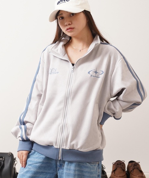 1111clothing（ワンフォークロージング）の「カットスエード 配色 トラックジャケット / Color Block Cut Suede Track Jacket（ブルゾン・レディース・グレー/ミント/チャコールグレー・L/M/S）」の3枚目の写真