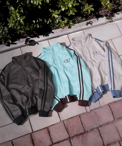 1111clothing（ワンフォークロージング）の「カットスエード 配色 トラックジャケット / Color Block Cut Suede Track Jacket（ブルゾン・レディース・グレー/ミント/チャコールグレー・L/M/S）」の4枚目の写真