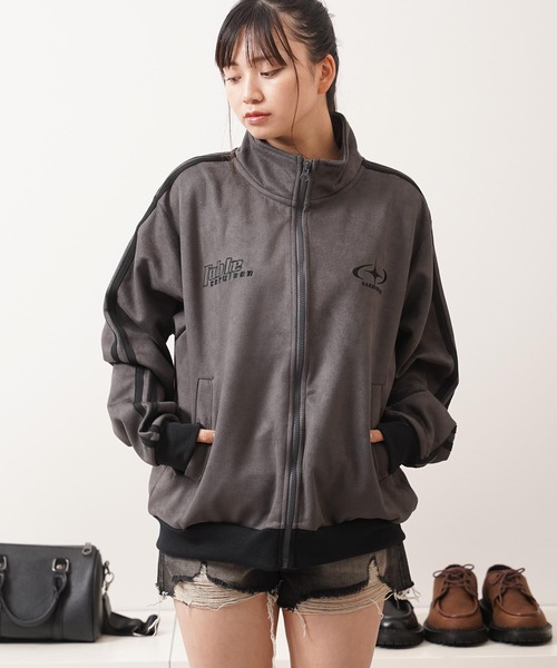 1111clothing（ワンフォークロージング）の「カットスエード 配色 トラックジャケット / Color Block Cut Suede Track Jacket（ブルゾン・レディース・グレー/ミント/チャコールグレー・L/M/S）」の7枚目の写真
