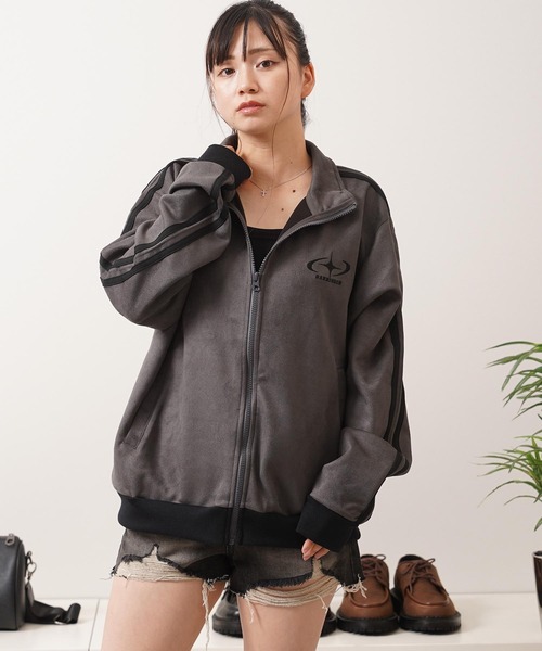 1111clothing（ワンフォークロージング）の「カットスエード 配色 トラックジャケット / Color Block Cut Suede Track Jacket（ブルゾン・レディース・グレー/ミント/チャコールグレー・L/M/S）」の10枚目の写真