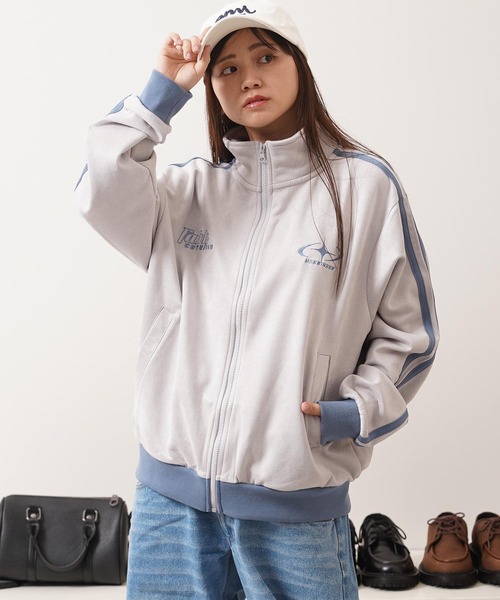 1111clothing（ワンフォークロージング）の「カットスエード 配色 トラックジャケット / Color Block Cut Suede Track Jacket（ブルゾン・レディース・グレー/ミント/チャコールグレー・L/M/S）」の16枚目の写真