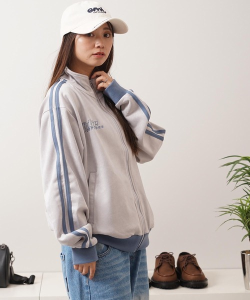1111clothing（ワンフォークロージング）の「カットスエード 配色 トラックジャケット / Color Block Cut Suede Track Jacket（ブルゾン・レディース・グレー/ミント/チャコールグレー・L/M/S）」の18枚目の写真