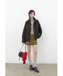 (JP-610)MATT LEATHER HIGH NECK OVERSIZED JUMPER