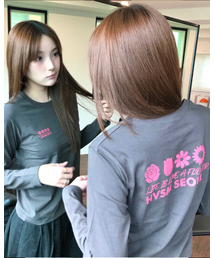 W NAME CARD L/S TEE(CHARCOAL)
