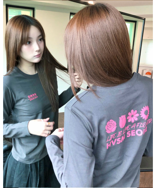 HAVISM(ヘビズム)の「W NAME CARD L/S TEE(CHARCOAL)(Tシャツ/カットソー・レディース・その他・FREE)」の1枚目の写真