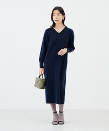 【WEB限定】《手洗い可能》片衿パール総針コクーンワンピース