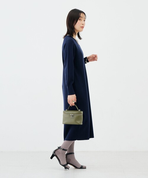 NOLLEY’S Sophi（ノーリーズソフィ）の「【WEB限定】《手洗い可能》片衿パール総針コクーンワンピース（ワンピース・レディース・グレー/ダークネイビー・36/38）」の8枚目の写真