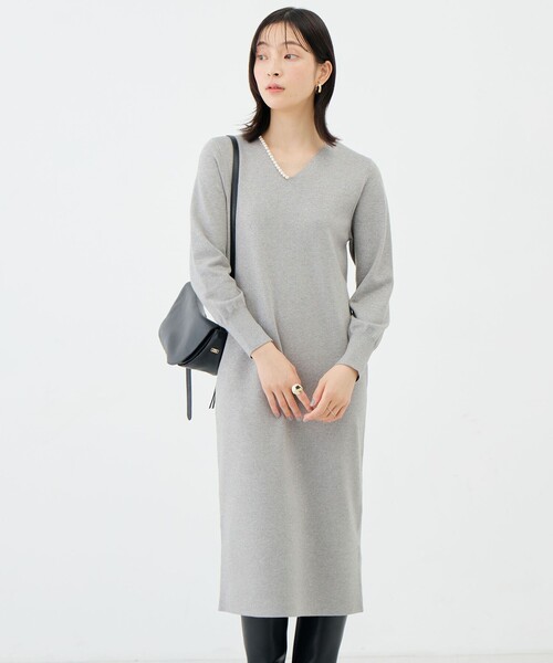 NOLLEY’S Sophi（ノーリーズソフィ）の「【WEB限定】《手洗い可能》片衿パール総針コクーンワンピース（ワンピース・レディース・グレー/ダークネイビー・36/38）」の19枚目の写真