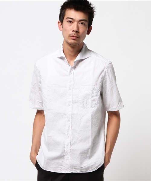 MEN'S BIGI(メンズビギ)の「パナマドビー半袖シャツ/JAPAN MADE(日本製)(シャツ/ブラウス・メンズ・ピンク/ネイビー/ホワイト・L/M/S)」の2枚目の写真