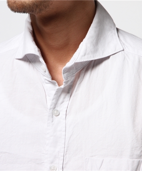 MEN'S BIGI(メンズビギ)の「パナマドビー半袖シャツ/JAPAN MADE(日本製)(シャツ/ブラウス・メンズ・ピンク/ネイビー/ホワイト・L/M/S)」の9枚目の写真