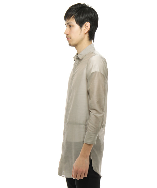 603（ロクマルサン）の「603　コットン×シルクロングシャツ（シャツ/ブラウス・メンズ・オフホワイト/チャコールグレー・フリー）」の3枚目の写真