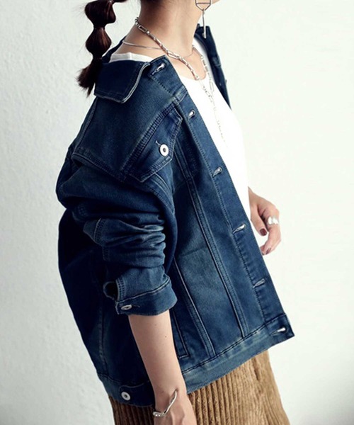 antiqua（アンティカ）の「ヴィンテージ加工カットデニムジャケット（デニムジャケット・レディース・ブルー/ネイビー・ML/SM）」の13枚目の写真