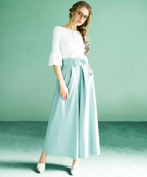 EIMY ISTOIRE(エイミーイストワール)の「belt wide pants(その他パンツ・レディース・ホワイト/ブラック/サックスブルー・FREE)」の3枚目の写真