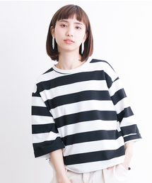 MERLOT | ボーダーワイドクロップドトップス1017/1128(Tシャツ/カットソー)