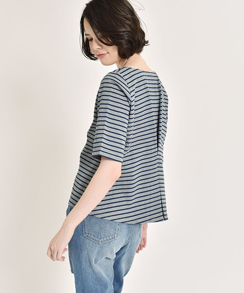 LIPSTAR(リップスター)の「Vネックフレアボーダーカットソー(Tシャツ/カットソー・レディース・ブラック系その他/イエロー系その他4/グレー系その他・M)」の2枚目の写真