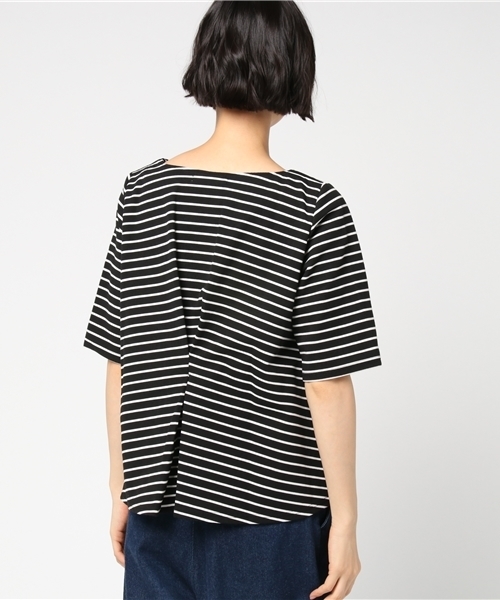 LIPSTAR(リップスター)の「Vネックフレアボーダーカットソー(Tシャツ/カットソー・レディース・ブラック系その他/イエロー系その他4/グレー系その他・M)」の6枚目の写真