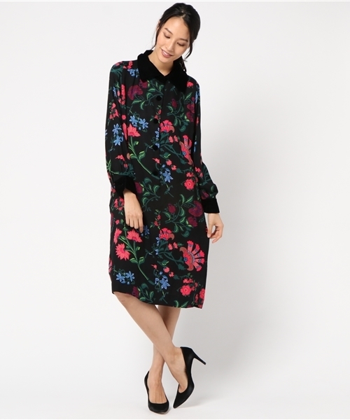 Hlaada フラーダ の Hlaada For Rose Bud 襟付きフラワープリントワンピース ワンピース Wear