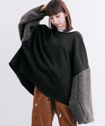 MERLOT | ボアワイドスリーブビッグシルエットスウェットプルオーバー1100(スウェット)