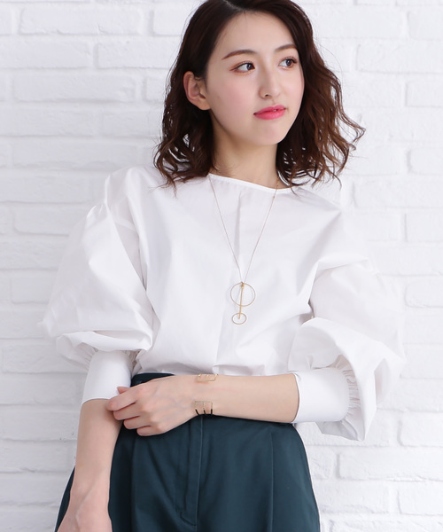 N.（N. Natural Beauty Basic）（エヌエヌナチュラルビューティーベーシック）の「タイプライターボリュームスリーブブラウス（シャツ/ブラウス・レディース・ホワイト/ホワイト系その他/ベージュ/グリーン・MEDIUM）」の2枚目の写真