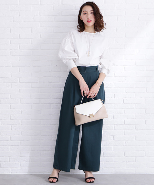 N.（N. Natural Beauty Basic）（エヌエヌナチュラルビューティーベーシック）の「タイプライターボリュームスリーブブラウス（シャツ/ブラウス・レディース・ホワイト/ホワイト系その他/ベージュ/グリーン・MEDIUM）」の12枚目の写真