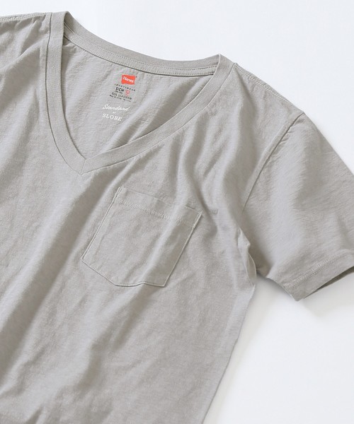 SLOBE IENA（スローブイエナ）の「HANES×SLOBE 別注 USコットン VネックポケットTシャツ◆（Tシャツ/カットソー・レディース・ホワイト/ブラック/グレー系その他/ブラウン/パープル系その他/ピンク・FREE）」の3枚目の写真