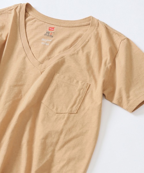 SLOBE IENA（スローブイエナ）の「HANES×SLOBE 別注 USコットン VネックポケットTシャツ◆（Tシャツ/カットソー・レディース・ホワイト/ブラック/グレー系その他/ブラウン/パープル系その他/ピンク・FREE）」の4枚目の写真