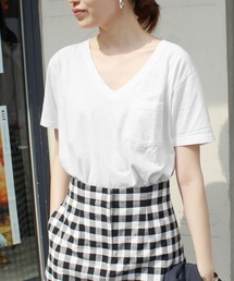 SLOBE IENA | HANES×SLOBE 別注 USコットン VネックポケットTシャツ◆(Tシャツ/カットソー)