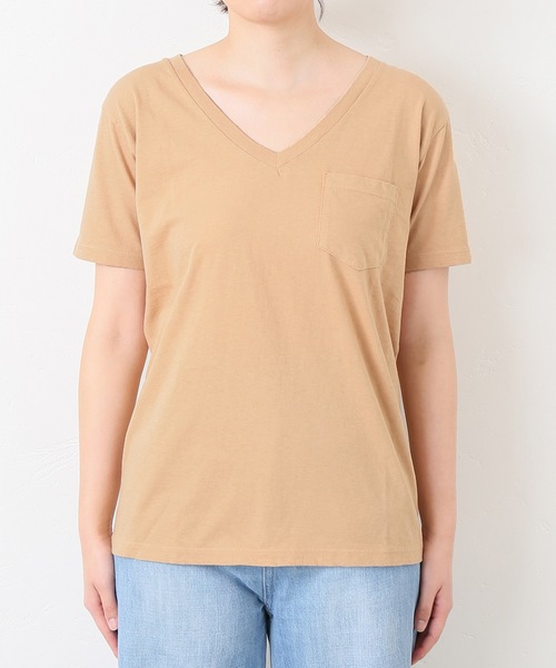 SLOBE IENA（スローブイエナ）の「HANES×SLOBE 別注 USコットン VネックポケットTシャツ◆（Tシャツ/カットソー・レディース・ホワイト/ブラック/グレー系その他/ブラウン/パープル系その他/ピンク・FREE）」の7枚目の写真