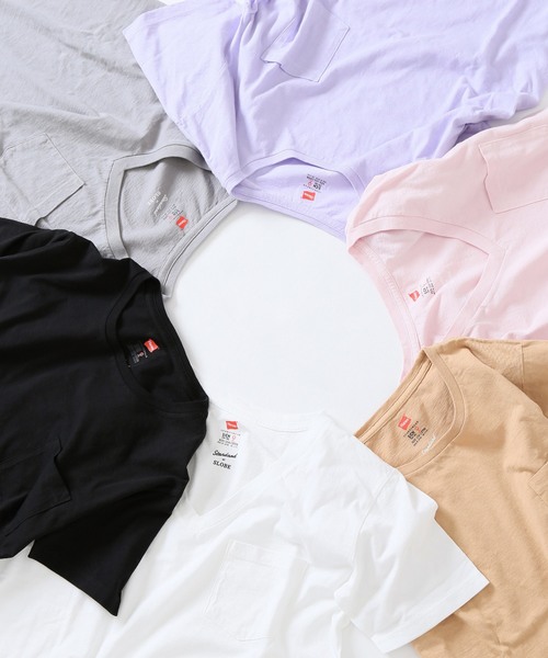 SLOBE IENA（スローブイエナ）の「HANES×SLOBE 別注 USコットン VネックポケットTシャツ◆（Tシャツ/カットソー・レディース・ホワイト/ブラック/グレー系その他/ブラウン/パープル系その他/ピンク・FREE）」の10枚目の写真