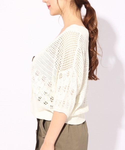 Heather(ヘザー)の「ガラアミサマーニットカーディガン 794795(カーディガン/ボレロ・レディース・ホワイト/パープル/ネイビー/ベージュ/ベージュ系その他・FREE)」の6枚目の写真