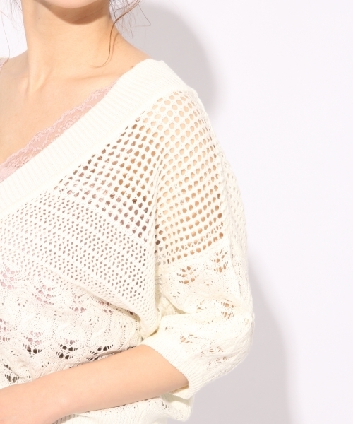 Heather(ヘザー)の「ガラアミサマーニットカーディガン 794795(カーディガン/ボレロ・レディース・ホワイト/パープル/ネイビー/ベージュ/ベージュ系その他・FREE)」の9枚目の写真