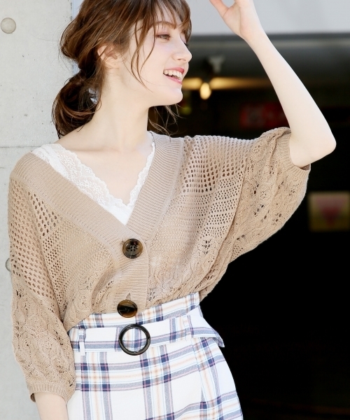 Heather(ヘザー)の「ガラアミサマーニットカーディガン 794795(カーディガン/ボレロ・レディース・ホワイト/パープル/ネイビー/ベージュ/ベージュ系その他・FREE)」の18枚目の写真