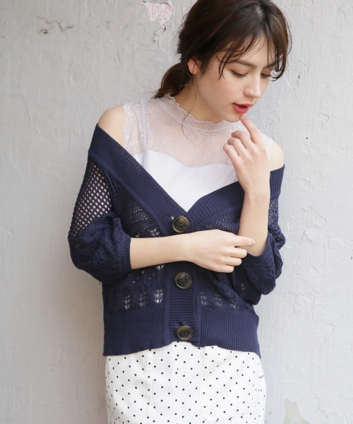 Heather(ヘザー)の「ガラアミサマーニットカーディガン 794795(カーディガン/ボレロ・レディース・ホワイト/パープル/ネイビー/ベージュ/ベージュ系その他・FREE)」の16枚目の写真