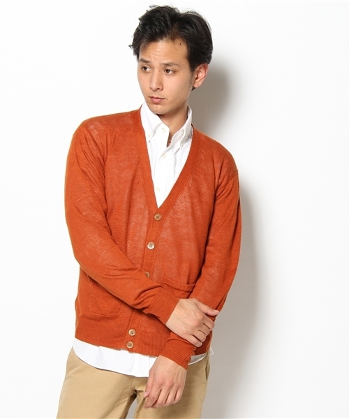 BEAUTY&YOUTH UNITED ARROWS(ビューティーアンドユースユナイテッドアローズ)の「BY リネン Vカーディガン◆(カーディガン/ボレロ・メンズ・グレー/オレンジ系その他/コバルトブルー/ネイビー/ブラック/マスタード/ダークグリーン・SMALL/MEDIUM/LARGE/X-LARGE)」の7枚目の写真