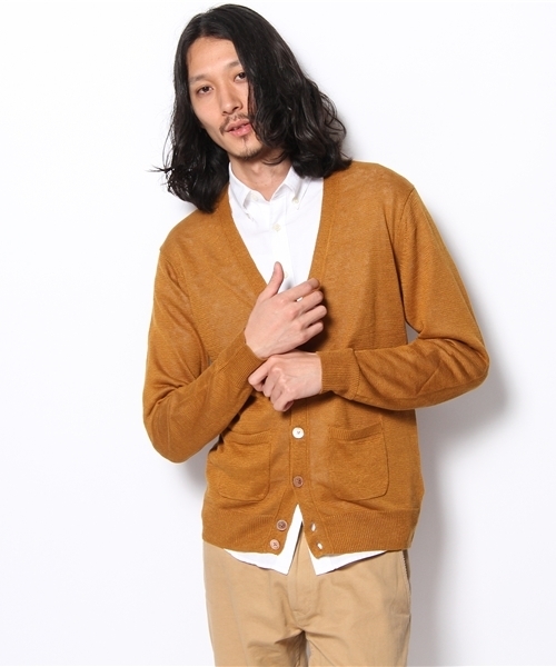 BEAUTY&YOUTH UNITED ARROWS(ビューティーアンドユースユナイテッドアローズ)の「BY リネン Vカーディガン◆(カーディガン/ボレロ・メンズ・グレー/オレンジ系その他/コバルトブルー/ネイビー/ブラック/マスタード/ダークグリーン・SMALL/MEDIUM/LARGE/X-LARGE)」の6枚目の写真