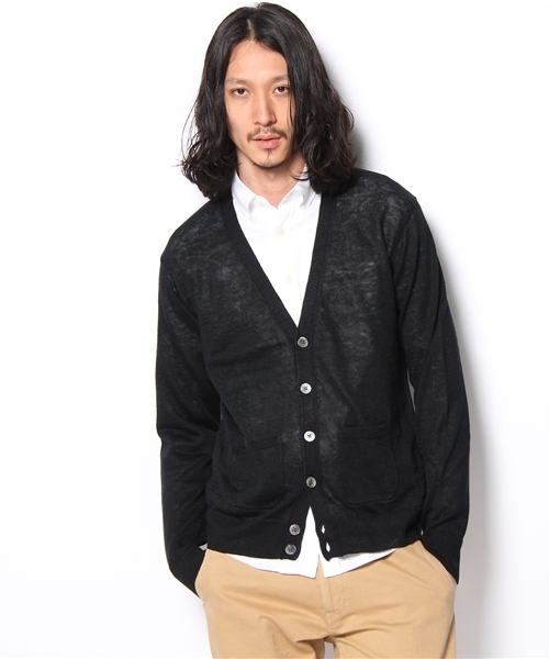 BEAUTY&YOUTH UNITED ARROWS(ビューティーアンドユースユナイテッドアローズ)の「BY リネン Vカーディガン◆(カーディガン/ボレロ・メンズ・グレー/オレンジ系その他/コバルトブルー/ネイビー/ブラック/マスタード/ダークグリーン・SMALL/MEDIUM/LARGE/X-LARGE)」の2枚目の写真