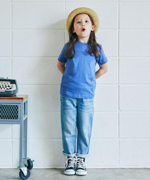 green label relaxing（グリーンレーベルリラクシング）の「ドビーデニム テ-パードパンツ フルレングス（デニムパンツ・キッズ・コバルトブルー/ネイビー・135/125/95/105/115）」の3枚目の写真