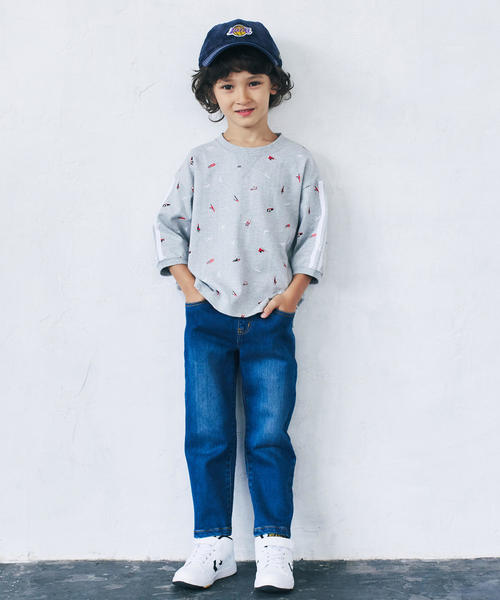 green label relaxing（グリーンレーベルリラクシング）の「ドビーデニム テ-パードパンツ フルレングス（デニムパンツ・キッズ・コバルトブルー/ネイビー・135/125/95/105/115）」の14枚目の写真