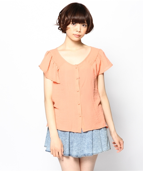 mystic（ミスティック）の「肩フリルBL（シャツ/ブラウス・レディース・オフホワイト/オレンジ/ブルー/ベージュ/ブラック・ﾌﾘ-）」の5枚目の写真