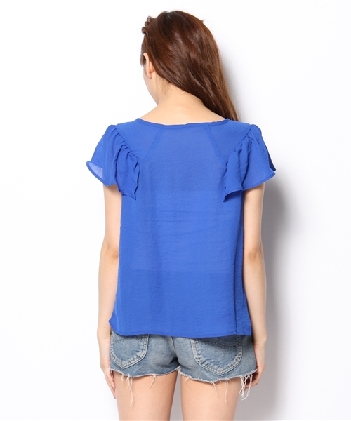 mystic（ミスティック）の「肩フリルBL（シャツ/ブラウス・レディース・オフホワイト/オレンジ/ブルー/ベージュ/ブラック・ﾌﾘ-）」の10枚目の写真