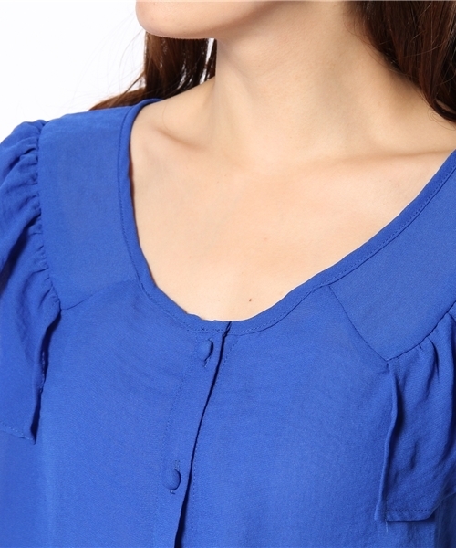 mystic（ミスティック）の「肩フリルBL（シャツ/ブラウス・レディース・オフホワイト/オレンジ/ブルー/ベージュ/ブラック・ﾌﾘ-）」の8枚目の写真