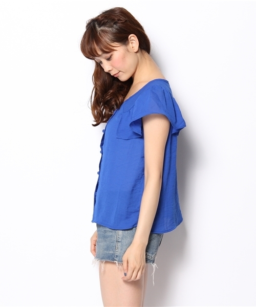 mystic（ミスティック）の「肩フリルBL（シャツ/ブラウス・レディース・オフホワイト/オレンジ/ブルー/ベージュ/ブラック・ﾌﾘ-）」の7枚目の写真