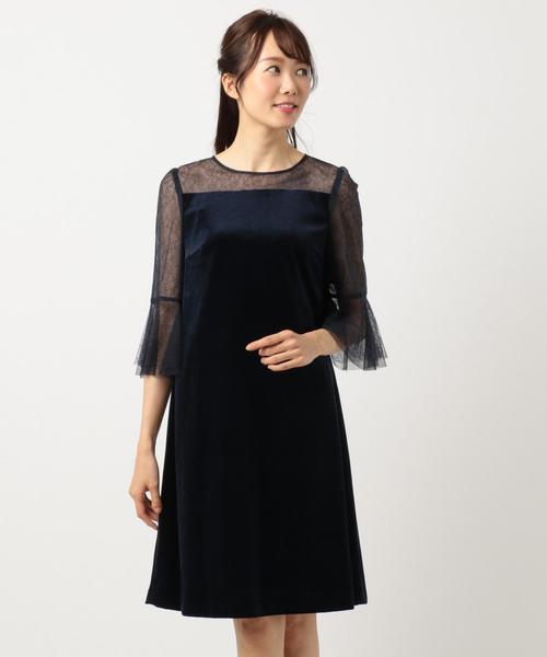 組曲 クミキョク の 結婚式やパーティーに ベルベットコンビチュールレース ドレス ドレス Wear