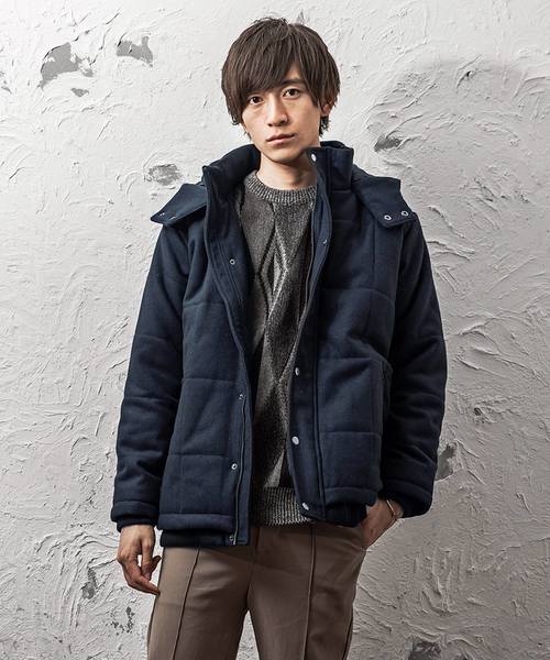 MinoriTY（マイノリティ）の「中綿ジャケット/メルトン中綿ブルゾン（ダウンジャケット/コート・メンズ・ブラック/ネイビー/グレー/レッド/サックスブルー/インディゴブルー/キャメル・S/M/L/XL）」の4枚目の写真
