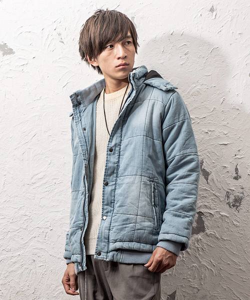 MinoriTY（マイノリティ）の「中綿ジャケット/メルトン中綿ブルゾン（ダウンジャケット/コート・メンズ・ブラック/ネイビー/グレー/レッド/サックスブルー/インディゴブルー/キャメル・S/M/L/XL）」の5枚目の写真