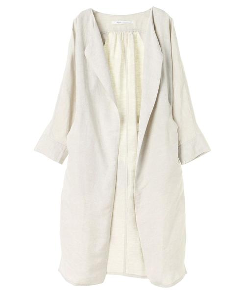 Editt by YECCA VECCA（エディットバイイェッカヴェッカ）の「P.麻混ガウンジャケット（ノーカラージャケット・レディース・アイボリー/ダークベージュ・FREE）」の21枚目の写真